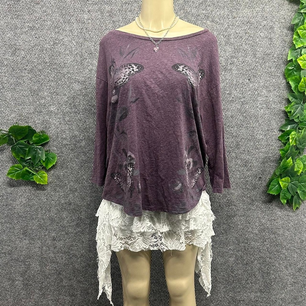 Sonoma Purple Butterfly Floral Top - Picture 2 of 8